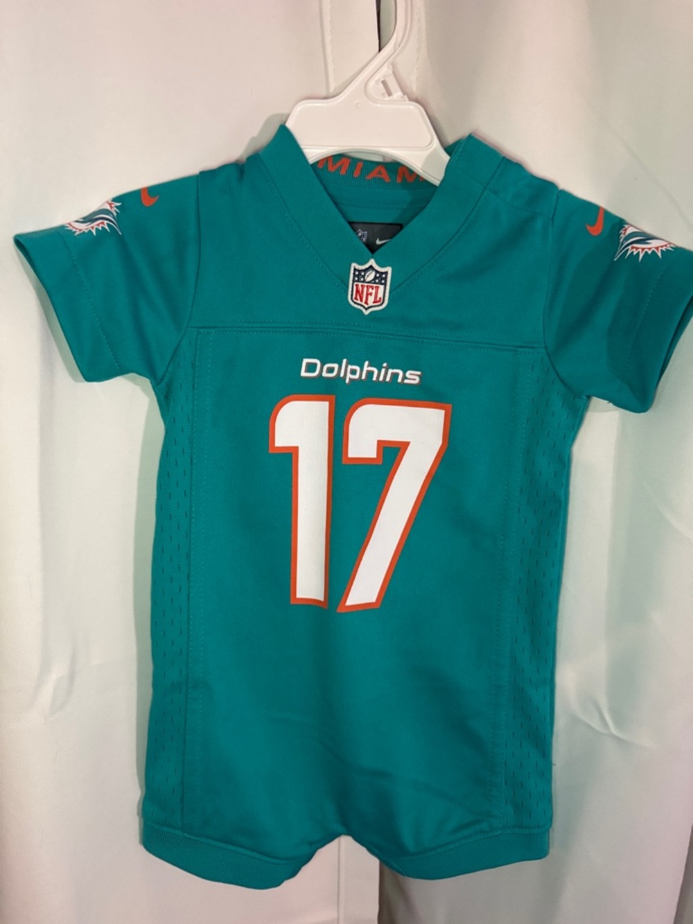 Infant Nike Jaylen Waddle Aqua Miami Dolphins Game Romper Jersey size 3 months